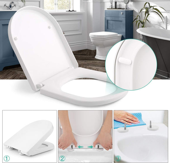 Himimi Toilettendeckel WC Sitz mit Absenkautomatik Toilettensitz D-Form