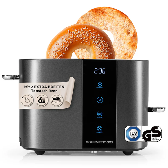 GOURMETmaxx Toaster 2 Scheiben Doppelschlitz Toast Brot Röster mit Touch Display